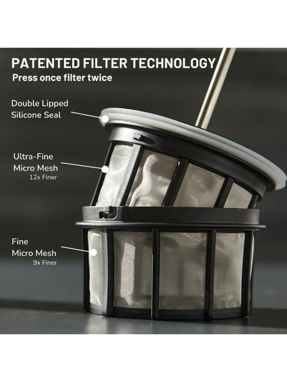 Insulated Travel French Press Coffee Maker, 16oz - Perfect for On-the-Go Brewing